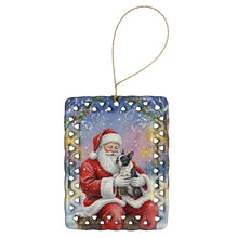 Load image into Gallery viewer, Boston Terrier with Santa Claus Porcelain Ornament