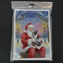 Load image into Gallery viewer, Boston Terrier with Santa Claus Greeting Cards Pack of 8