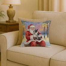 Load image into Gallery viewer, Boston Terrier with Santa Claus Throw Pillow