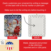 Load image into Gallery viewer, Red Boston Terrier with Santa Claus Porcelain Ornament