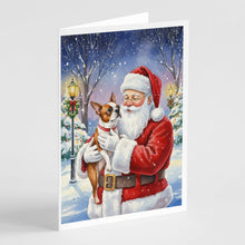 Load image into Gallery viewer, Red Boston Terrier with Santa Claus Greeting Cards Pack of 8