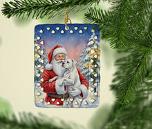 Load image into Gallery viewer, White Boxer with Santa Claus Porcelain Ornament
