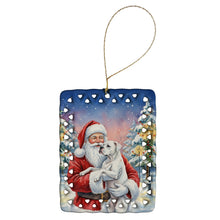Load image into Gallery viewer, White Boxer with Santa Claus Porcelain Ornament