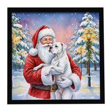 Load image into Gallery viewer, White Boxer with Santa Claus Framed Metal Print