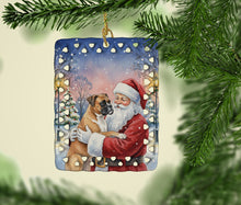 Load image into Gallery viewer, Boxer with Santa Claus Porcelain Ornament