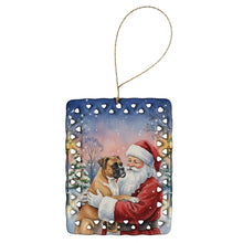 Load image into Gallery viewer, Boxer with Santa Claus Porcelain Ornament