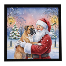 Load image into Gallery viewer, Boxer with Santa Claus Framed Metal Print