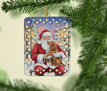 Load image into Gallery viewer, Boykin Spaniel with Santa Claus Porcelain Ornament