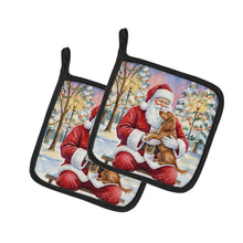 Load image into Gallery viewer, Boykin Spaniel with Santa Claus Pair of Pot Holders