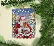 Load image into Gallery viewer, Brussels Griffon with Santa Claus Porcelain Ornament