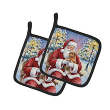 Load image into Gallery viewer, Brussels Griffon with Santa Claus Pair of Pot Holders
