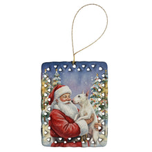 Load image into Gallery viewer, Bull Terrier with Santa Claus Porcelain Ornament
