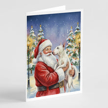 Load image into Gallery viewer, Bull Terrier with Santa Claus Greeting Cards Pack of 8