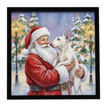 Load image into Gallery viewer, Bull Terrier with Santa Claus Framed Metal Print