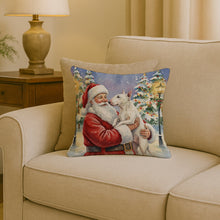 Load image into Gallery viewer, Bull Terrier with Santa Claus Throw Pillow