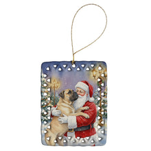 Load image into Gallery viewer, Bullmastiff with Santa Claus Porcelain Ornament