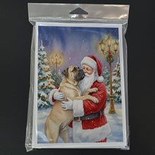 Load image into Gallery viewer, Bullmastiff with Santa Claus Greeting Cards Pack of 8