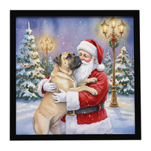 Load image into Gallery viewer, Bullmastiff with Santa Claus Framed Metal Print