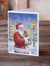 Load image into Gallery viewer, Cavalier Spaniel with Santa Claus Greeting Cards Pack of 8