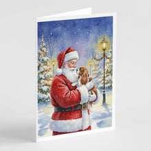 Load image into Gallery viewer, Cavalier Spaniel with Santa Claus Greeting Cards Pack of 8