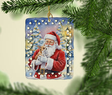 Load image into Gallery viewer, Chihuahua with Santa Claus Porcelain Ornament
