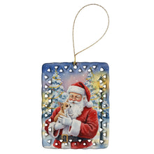 Load image into Gallery viewer, Chihuahua with Santa Claus Porcelain Ornament