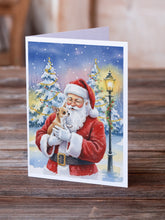 Load image into Gallery viewer, Chihuahua with Santa Claus Greeting Cards Pack of 8