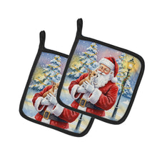 Load image into Gallery viewer, Chihuahua with Santa Claus Pair of Pot Holders