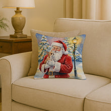 Load image into Gallery viewer, Chihuahua with Santa Claus Throw Pillow