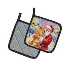 Load image into Gallery viewer, Chow Chow with Santa Claus Pair of Pot Holders