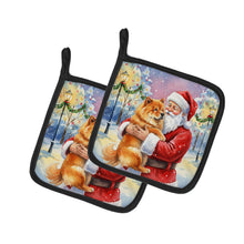Load image into Gallery viewer, Chow Chow with Santa Claus Pair of Pot Holders