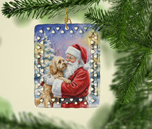 Load image into Gallery viewer, Cockapoo with Santa Claus Porcelain Ornament
