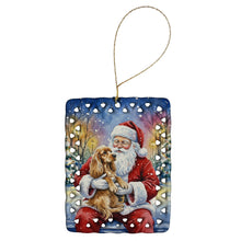 Load image into Gallery viewer, Cocker Spaniel with Santa Claus Porcelain Ornament
