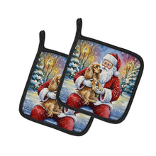 Load image into Gallery viewer, Cocker Spaniel with Santa Claus Pair of Pot Holders