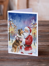 Load image into Gallery viewer, Collie with Santa Claus Greeting Cards Pack of 8