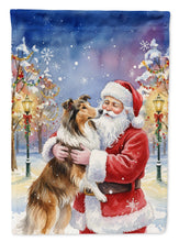 Load image into Gallery viewer, Collie with Santa Claus Garden Flag