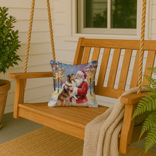 Load image into Gallery viewer, Collie with Santa Claus Throw Pillow