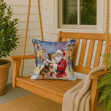 Load image into Gallery viewer, Collie with Santa Claus Throw Pillow