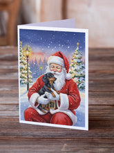 Load image into Gallery viewer, Black and Tan Dachshund with Santa Claus Greeting Cards Pack of 8