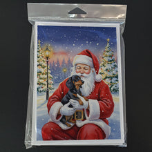 Load image into Gallery viewer, Black and Tan Dachshund with Santa Claus Greeting Cards Pack of 8