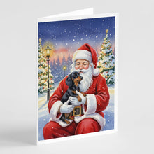 Load image into Gallery viewer, Black and Tan Dachshund with Santa Claus Greeting Cards Pack of 8