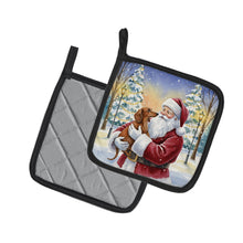 Load image into Gallery viewer, Dachshund with Santa Claus Pair of Pot Holders