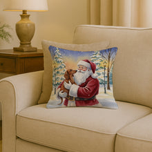 Load image into Gallery viewer, Dachshund with Santa Claus Throw Pillow