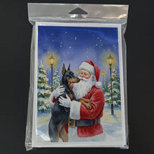 Load image into Gallery viewer, Doberman Pinscher with Santa Claus Greeting Cards Pack of 8