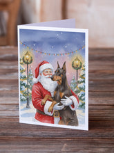 Load image into Gallery viewer, Fawn Doberman Pinscher with Santa Claus Greeting Cards Pack of 8
