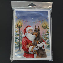 Load image into Gallery viewer, Fawn Doberman Pinscher with Santa Claus Greeting Cards Pack of 8