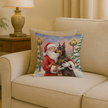 Load image into Gallery viewer, Fawn Doberman Pinscher with Santa Claus Throw Pillow