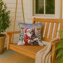 Load image into Gallery viewer, Fawn Doberman Pinscher with Santa Claus Throw Pillow
