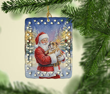 Load image into Gallery viewer, English Bulldog with Santa Claus Porcelain Ornament