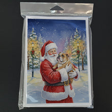 Load image into Gallery viewer, English Bulldog with Santa Claus Greeting Cards Pack of 8